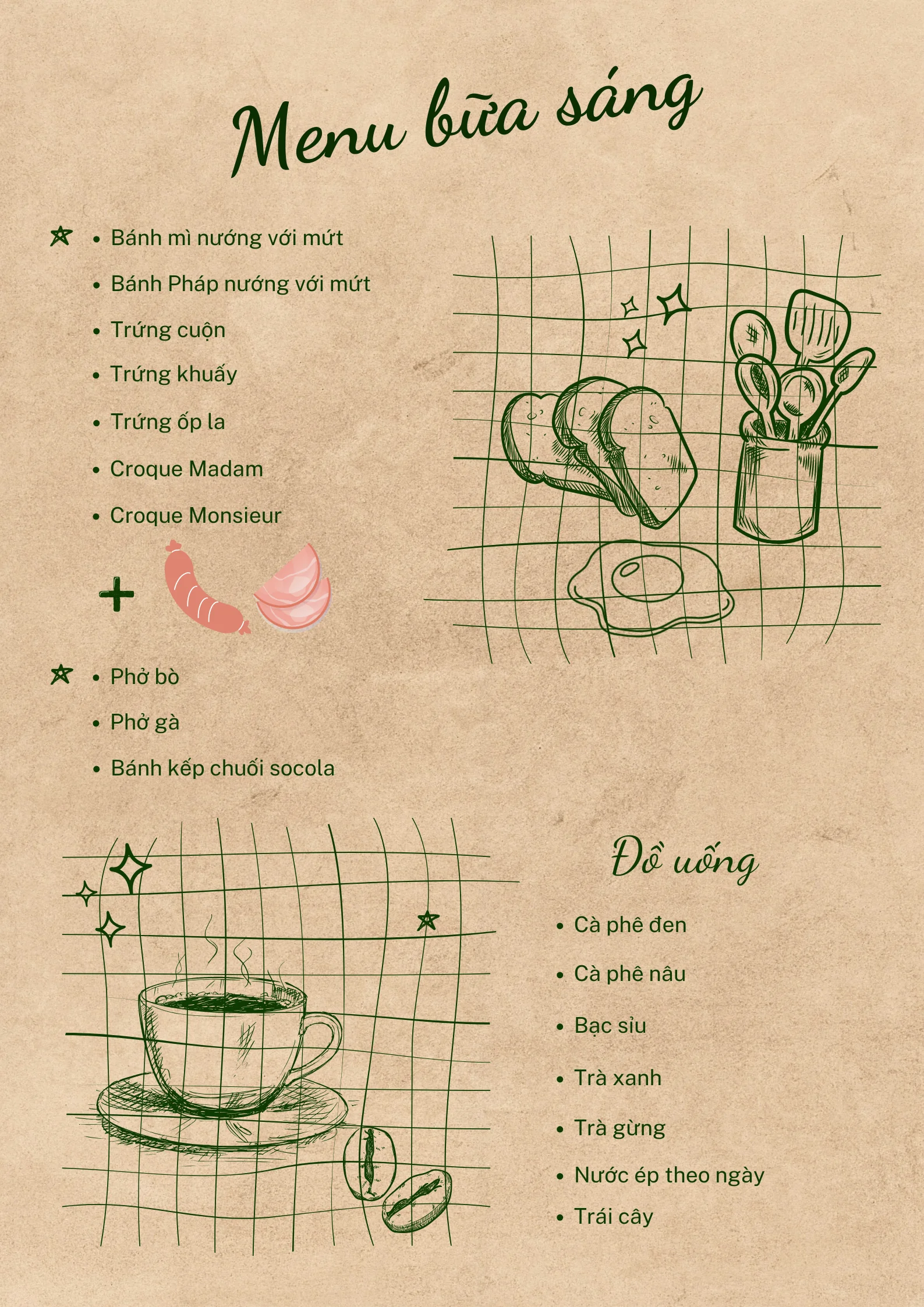 Menu bữa sáng