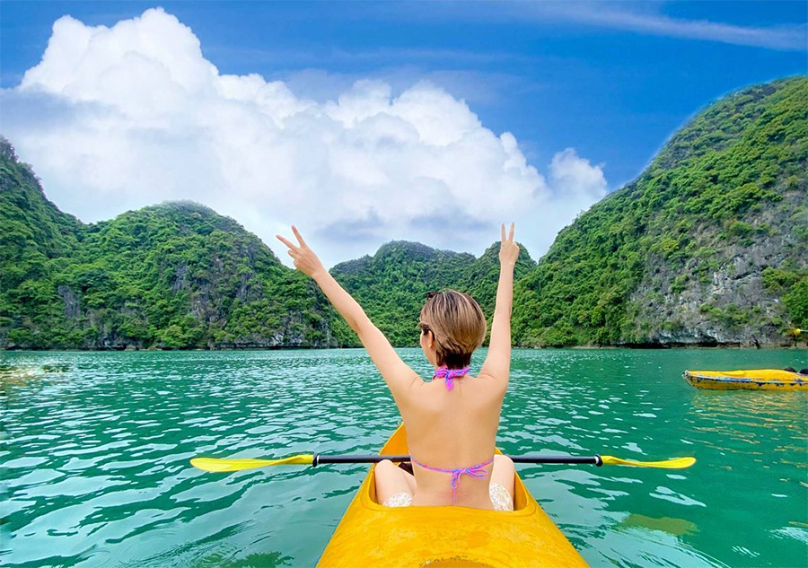 chèo thuyền kayak hạ long 5